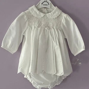 Sarah Louise England Newborn White Hand Smocked Dress And Bloomers set NEW - Picture 1 of 8