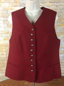 Allwerk Trachten Tyrol Loden Women's German Made Red Vest Size Medium Y29 - Picture 1 of 12
