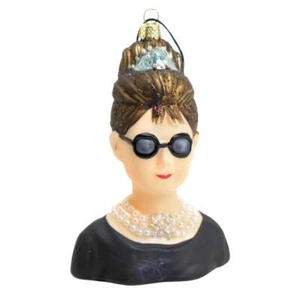 Audrey Hepburn Ornament 5" Glas Weihnachtsbaum ikonische Hollywood Stechpalme Golightly - Bild 1 von 4