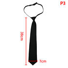 Unisex Black Simple Clip On Tie Security Zipper Tie Uniform Shirt Suit Neckt BII