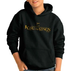 Cool Christian Faith Jesus the King of Kings Youth Hooded Sweatshirt Boy or Girl - Picture 1 of 7
