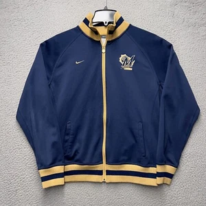 Milwaukee Brewers Track Jacket Boys XL Blue Nike Full Zip Sweatshirt Youth - Picture 1 of 11