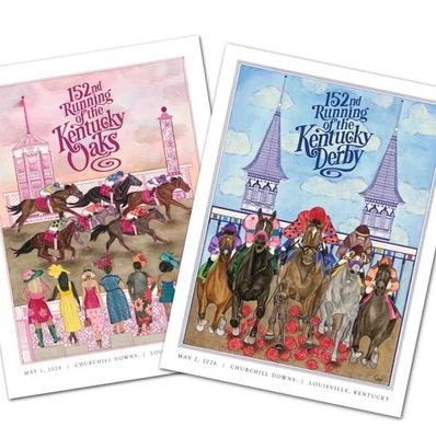 Juego de pósters 2026 Kentucky Derby & Oaks - 152º funcionamiento - póster de 18" x 24" Foto 1 de 3