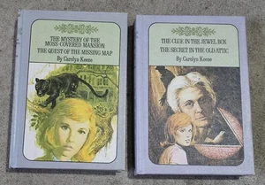 Lot 2 Vtg 1970's NANCY DREW Detective Mystery Books 2 In 1 Clue Jewel Box Map - Picture 1 of 3