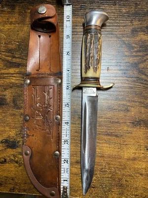 J.A. Охотничий нож Hellberg Eskiltuna Швеция — ручка оленя и оригинальные ножны. - Изображение 1 из 4