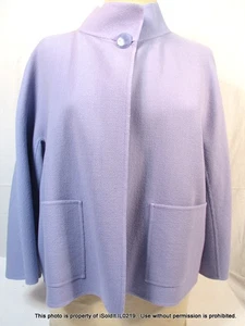 ST JOHN WOMENS PERIWINKLE BLUE JACKET BLAZER SZ 12 Lightweight Unlined Wool - Imagen 1 de 6