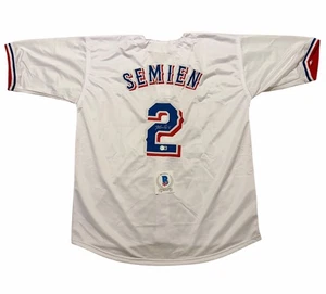 Marcus Semien Signed Jersey Texas Rangers Autographed Auto Champs Beckett  - Picture 1 of 3