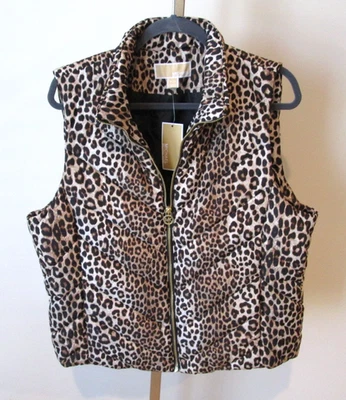 Nuevo Chaleco acolchado Michael Kors estampado animal leopardo XLarge XL nuevo con etiquetas Foto 1 de 4