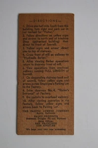 Vintage Pacific Lumber Company Tour Card Factory San Francisco LA CA Redwood - Picture 1 of 6