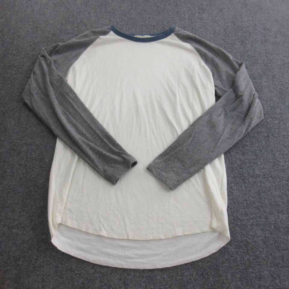 Camisa de béisbol raglán blanca gris mediana grande de capa marina para hombre manga larga Foto 1 de 4