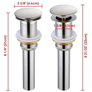 Aquaterior Bathroom Pop Up Drain for 42-61mm Vessel Sink Hole Brushed Nickel - Bild 1 von 3