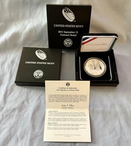 US Mint Commemorative 2011-W September 11 Proof Silver National Medal W/COA🇺🇸! - Picture 1 of 8