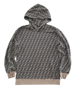Monogram Logo Cotton Fleece Brown/Black Hoodie! S/M - Picture 1 of 4