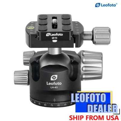 LEOFOTO LH-40 Ball Head for Tripod 40mm Low Profile Arca Compatible w QR Plate s - Image 1 of 4