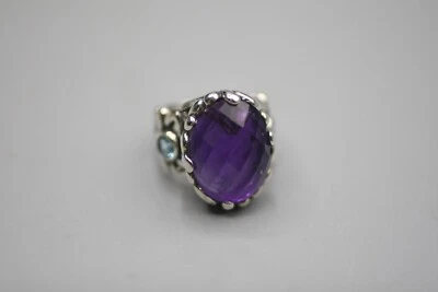 Anillo Carolyn Pollack Relios Plata Esterlina Ovalado Amatista TOPACIO AZUL Talla 6 Foto 1 de 4