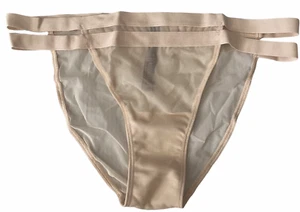 Victoria's Secret String Bikini Panty New Sexy Champagne Sheer Mesh Banded - Picture 1 of 3