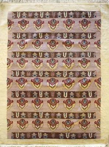 Rugstc 4x6 Caucasian Design White Area Rug, Hand-Knotted,Geometric with Wool - Picture 1 of 5