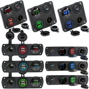 12V Auto KFZ Zigarettenanzünder Steckdose mit Dual USB Ladegerät Buchse Einbau - Bild 1 von 35