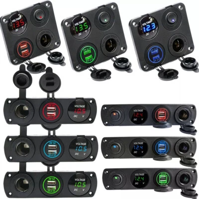 12V Auto KFZ Zigarettenanzünder Steckdose mit Dual USB Ladegerät Buchse Einbau - Bild 1 von 4