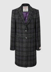 Ladies Grey/Purple Check Harris Tweed Coat - Picture 1 of 3