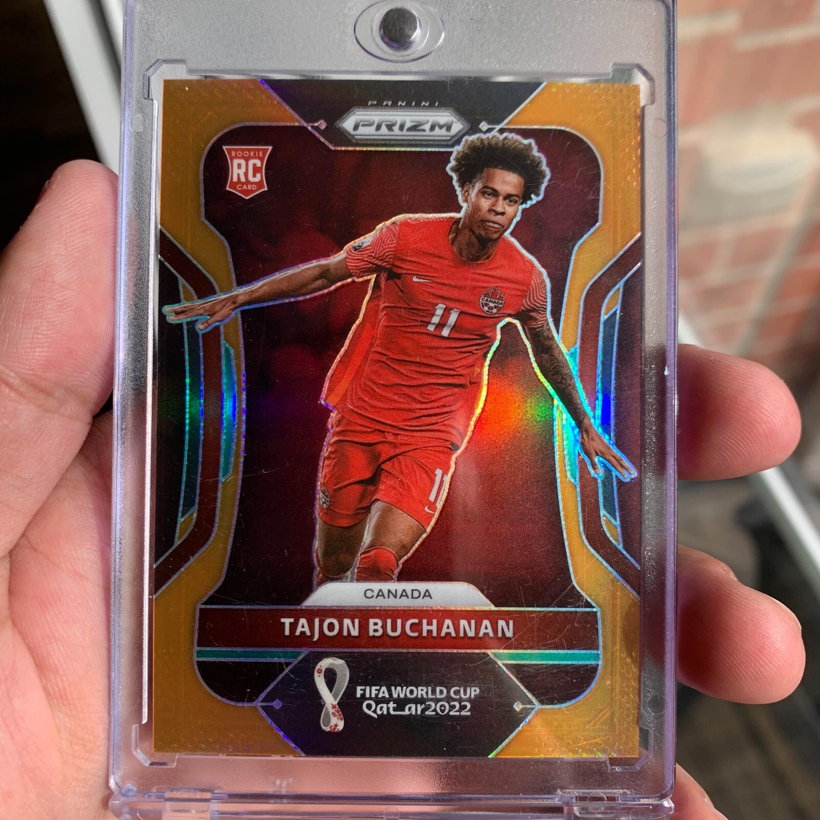 2022 Prizm World Cup Canada Tajon Buchanan Orange 04/25 Rookie RC