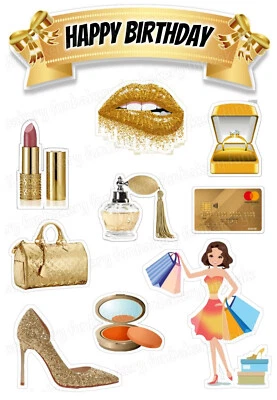 Shopping Queen Geld essbar Tortenaufleger Party Deko Geschenk Geburtstag neu gol - Bild 1 von 4