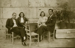 #46118 Greece (Athens?) 1940s Two couples in outdoor café Negative Photo PC size - Picture 1 of 5