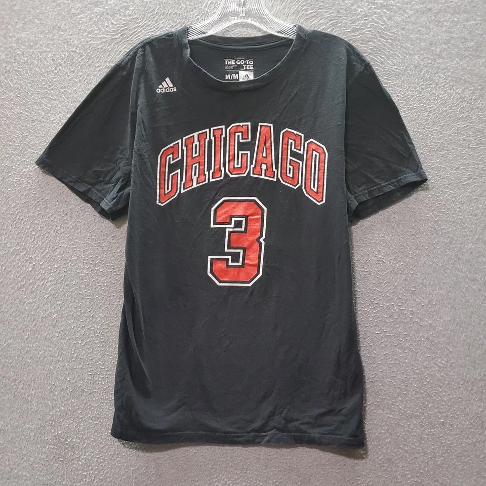 Camiseta Chicago Bull Hombre Mediana Negra Dwyane Wade 3 Adidas Camiseta Manga Corta Foto 1 de 4