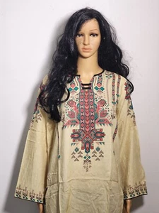 Pakistani/Indian Kurti Kurta Punjabi Desi Dress Kameez Size M Top Linen Shirt - Picture 1 of 5