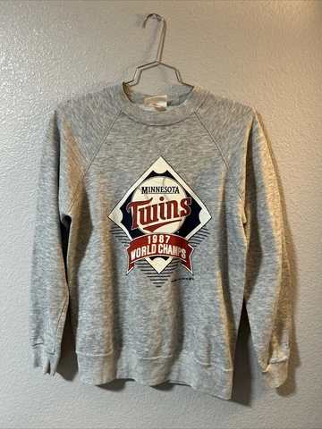 Vintage Minnesota Twins Sweatshirt Mens L Grey World Series 1987 Crewneck Cover