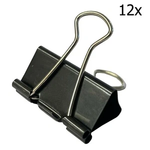 12 x 1.1/4" BULLDOG PAPER BINDER CLIPS letter grips office file documents  - Picture 1 of 1