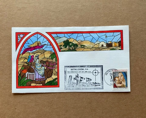 US FDC Collins Hand-Painted  #2514 Christmas  Madonna and Child 1990 Cover