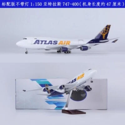 1/150 Airline Atlas Boeing 747 Aircraft Lights Free Pulley Model Toy Pendants - Image 1 of 3