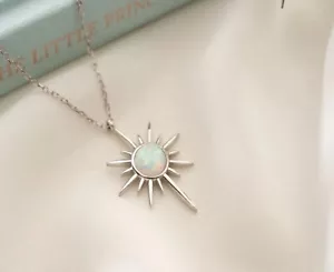 Star Of Bethlehem With Opal Stone 925 Sterling Silver  Necklace - Picture 1 of 7