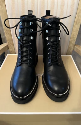 MICHAEL KORS WOMEN'S HASKELL LEATHER COMBAT BOOTIE BOOTS BLACK - 10 NIB - Image 1 of 4