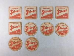 Lot 10 Vintage Coasters Salzburger Stiegl Bier Square and Circle - Picture 1 of 6