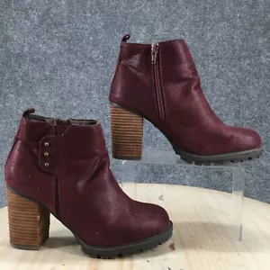 Call It Spring Boots Womens 8 Adeliza Zip Ankle Bootie Purple Faux Leather Heels - Picture 1 of 20