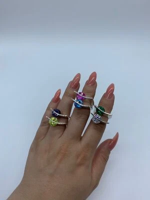 Anel de prata esterlina 925 real com zircão - Imagem 1 de 4