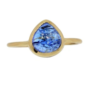 18k Gold Vermeil - Natural Tanzanite Crystal 925 Silver Ring s.5.5 CR67936 - Picture 1 of 1