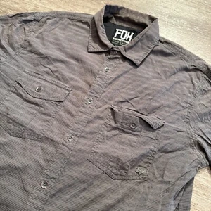 Camisas de carreras Fox para hombre gris medio manga larga bolsillo con botones montar informales - Imagen 1 de 9