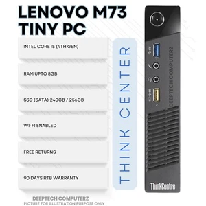 Windows 7 32 bit Lenovo ThinkCentre M73 Tiny PC Core i5 8GB RAM 240GB SSD Wi-Fi - Picture 1 of 6