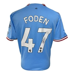 Phil Foden Manchester blau Puma Fußballtrikot BAS COA signiert - Bild 1 von 6