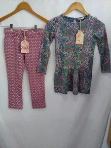 BNWT Fat Face Girls Aged 6 Bundle Tunic/Dress & Jeans Floral Bicycle Butterfly - Picture 1 of 9