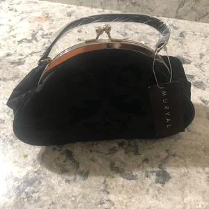 Borsa pochette Murval nera borsa in metallo argento $ 25,00 OBO - Foto 1 di 4