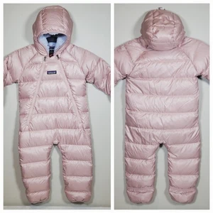 Patagonia Kleinkind Hi Loft Daunen Pullover Wimpelkette flauschig mauve Größe 12-18 Monate - Bild 1 von 14