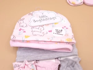 Litte Beginnings Girls 0-3 Months 6 Piece Set Beanie Hat And Bootie Socks - Picture 1 of 4