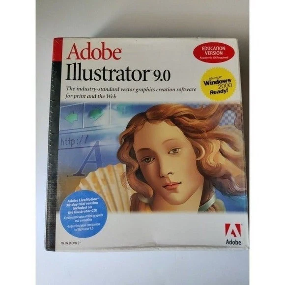 Adobe Illustrator 9.0 Education Version Macintosh, Sealed, Brand New. - Image 1 of 4