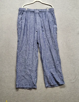 Pantalones de mujer Old Navy L azul lino rayón tobillo 29" entrepierna LEER Foto 1 de 4