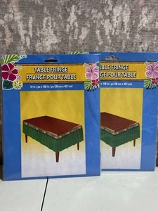 2x Table Skirt 12" Fringe Hibiscus Hawaiian Tiki Beach Luau Theme Party Decor - Picture 1 of 3