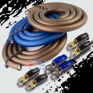 BIG 3 Upgrade 1/0 GAUGE Alternator Electrical BLUE BLACK Cable Wiring Combo Kit - Picture 1 of 8